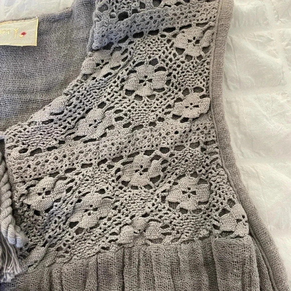 Jen’s Pirate Booty gray gauze drop waist mini dress - Picture 9 of 10